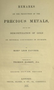Cover of Remarks on the production of the precious metals and on the demonetization of gold in several countries in Europe