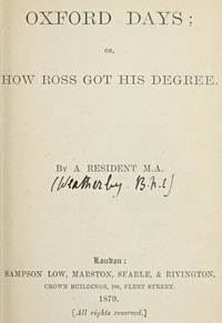 Cover of Oxford Days; or, How Ross Got His Degree