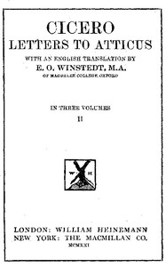 Cover of Cicero: Letters to Atticus, Vol. 2 of 3