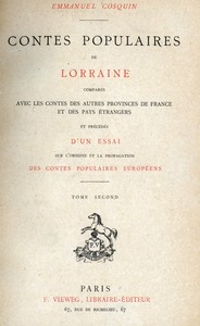 Cover of Contes populaires de Lorraine, comparés avec les contes des autres provinces de France et des pays étrangers, volume 2 (of 2)