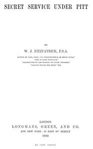 Cover of Secret Service Under Pitt