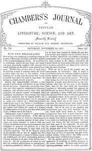 Cover of Chambers's Journal of Popular Literature, Science, and Art, No. 726 November 24, 1877