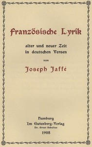 Cover of Französische Lyrik alter und neuer Zeit in deutschen Versen