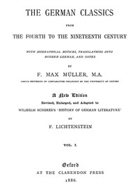 Cover of The German Classics from the Fourth to the Nineteenth Century, Vol. 1 (of 2)