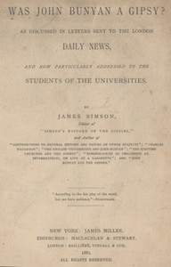 Cover of Was John Bunyan a Gipsy?