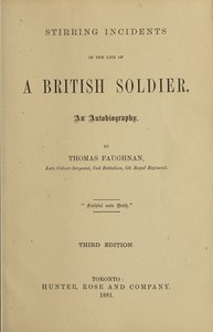Cover of Stirring Incidents in the Life of a British Soldier: An Autobiography