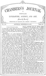Cover of Chambers's Journal of Popular Literature, Science, and Art, No. 730 December 22, 1877