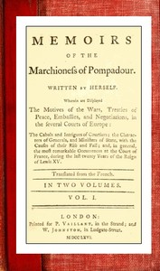 Cover of Memoirs of the Marchioness of Pompadour (vol. 1 of 2)