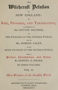 Cover of The Witchcraft Delusion in New England: Its Rise, Progress, and Termination (Vol. 2 of 3)