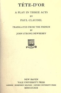 Cover of Tête-d'Or: A play in three acts