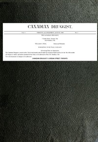 Cover of The Canadian Druggist, Vol., 1, No. 2; August, 1889