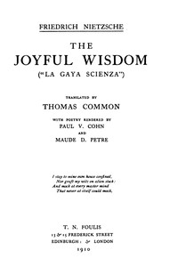 Cover of The Joyful Wisdom ("La Gaya Scienza") Complete Works, Volume Ten