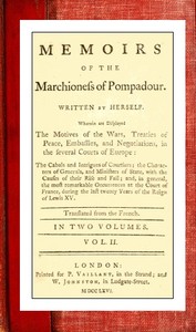Cover of Memoirs of the Marchioness of Pompadour (vol. 2 of 2)