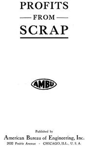 Cover of Profits from scrap