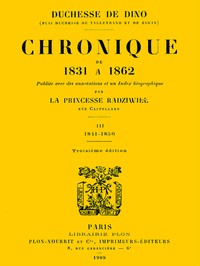 Cover of Chronique de 1831 à 1862, Tome 3 (de 4)