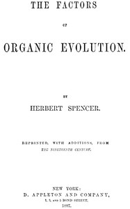 Cover of The Factors of Organic Evolution