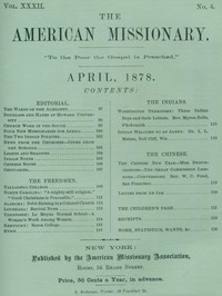 Cover of The American Missionary — Volume 32, No. 04, April 1878