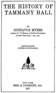 Cover of The History of Tammany Hall Second Edition