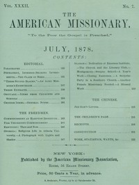 Cover of The American Missionary — Volume 32, No. 07, July 1878