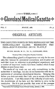Cover of The Cleveland Medical Gazette, Vol. 1, No. 5, March 1886