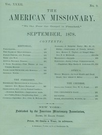 Cover of The American Missionary — Volume 32, No. 09, September, 1878