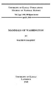 Cover of Mammals of Washington, Volume 2 University of Kansas Publications Museum of Natural History