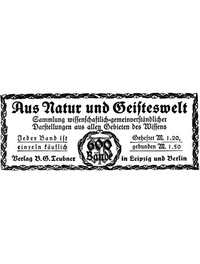 Cover of Aus Natur und Geisteswelt Sammlung wissenschaftlich-gemeinverständlicher Darstellungen aus allen Gebieten des Wissens