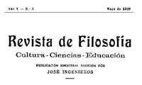 Cover of Revista de Filosofía, Año V - Nº 3 - May/1919 Cultura—Ciencias—Educación