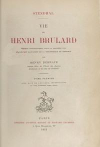Cover of Vie de Henri Brulard, tome 1