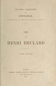 Cover of Vie de Henri Brulard, tome 2
