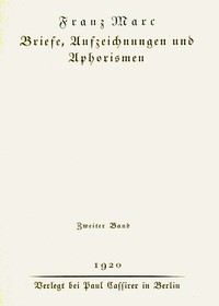 Cover of Briefe, Aufzeichnungen und Aphorismen. Zweiter Band