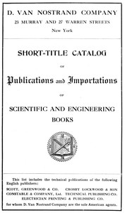 Cover of Short-Title Catalog of Publications and Importations of Scientific and Engineering Books (August 1910)