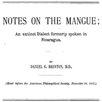 Cover of Notes on the Mangue: An Extinct Dialect Formerly Spoken in Nicaragua