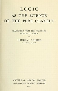 Cover of Logic as the Science of the Pure Concept