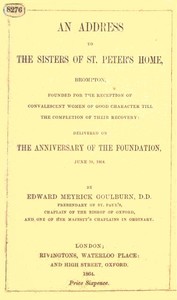 Cover of An Address to the Sisters of St. Peter's Home, Brompton