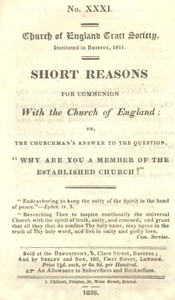Cover of Short Reasons for Communion with the Church of England Or, The Churchman's answer to the question, "Why are you a Member of the Established Church?"