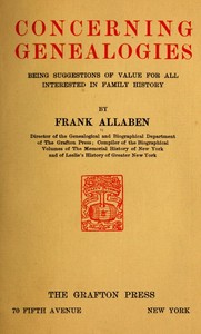 Cover of Concerning Genealogies Being Suggestions of Value for All Interested in Family History