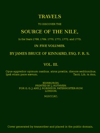 Cover of Travels to Discover the Source of the Nile, Volume 3 (of 5) In the years 1768, 1769, 1770, 1771, 1772 and 1773