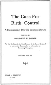 Cover of The Case for Birth Control: A Supplementary Brief and Statement of Facts