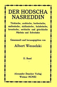 Cover of Der Hodscha Nasreddin II. Band Türkische, arabische, berberische, maltesische, sizilianische, kalabrische, kroatische, serbische und griechische Märlein und Schwänke