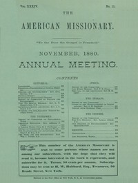 Cover of The American Missionary, Volume 34, No. 11, November 1880