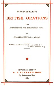 Cover of Representative British Orations Volume 1 (of 4) With Introductions and Explanatory Notes