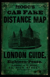 Cover of Mogg's Cab Fare Distance Map and London Guide. Index to the Streets, Squares, and Cab Stands.