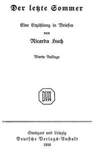 Cover of Der letzte Sommer: Eine Erzählung in Briefen