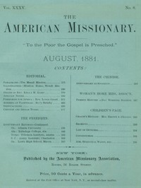 Cover of The American Missionary — Volume 35, No. 8, August, 1881