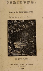 Cover of Solitude With the Life of the Author. In Two Parts