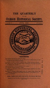 Cover of The quarterly of the Oregon Historical Society, Vol. 1, No. 2, June, 1900