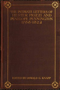 Cover of The Intimate Letters of Hester Piozzi and Penelope Pennington, 1788-1821