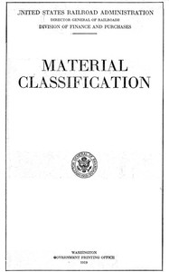 Cover of Material Classification Recommended by the Railway Storekeepers' Association