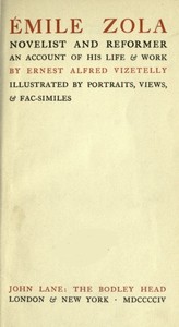 Cover of Émile Zola, Novelist and Reformer: An Account of His Life & Work